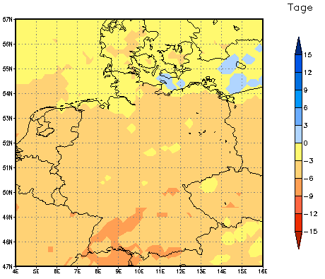 Gebietsmittel dieses Klimalaufs: -3 Tage