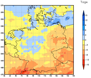 Gebietsmittel dieses Klimalaufs: -5 Tage