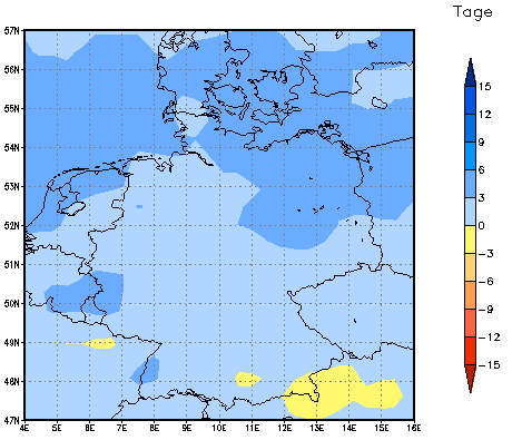 Gebietsmittel dieses Klimalaufs: +3 Tage