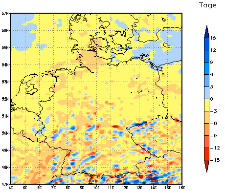 Gebietsmittel dieses Klimalaufs: -2 Tage