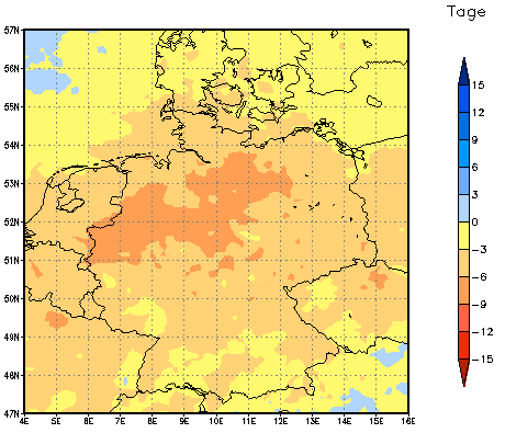 Gebietsmittel dieses Klimalaufs: -6 Tage