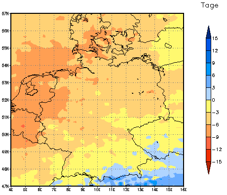 Gebietsmittel dieses Klimalaufs: -5 Tage