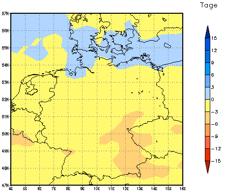 Gebietsmittel dieses Klimalaufs: -1 Tage