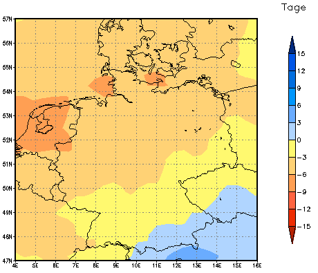 Gebietsmittel dieses Klimalaufs: -5 Tage