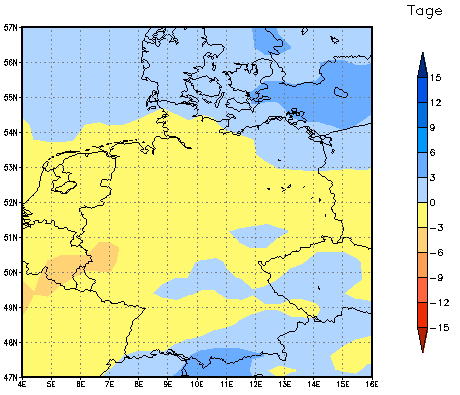 Gebietsmittel dieses Klimalaufs: -1 Tage