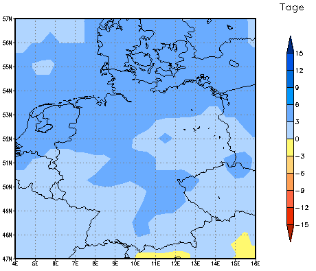 Gebietsmittel dieses Klimalaufs: +4 Tage