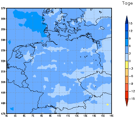 Gebietsmittel dieses Klimalaufs: +4 Tage