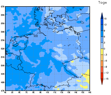 Gebietsmittel dieses Klimalaufs: +5 Tage