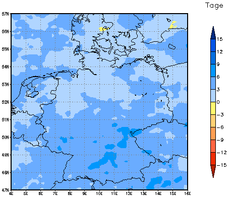 Gebietsmittel dieses Klimalaufs: +2 Tage