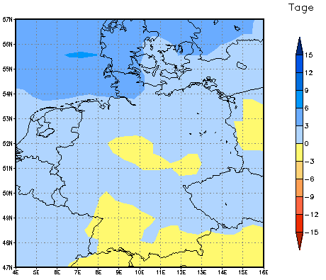 Gebietsmittel dieses Klimalaufs: +3 Tage