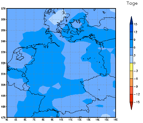 Gebietsmittel dieses Klimalaufs: +6 Tage