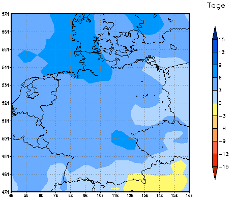 Gebietsmittel dieses Klimalaufs: +7 Tage