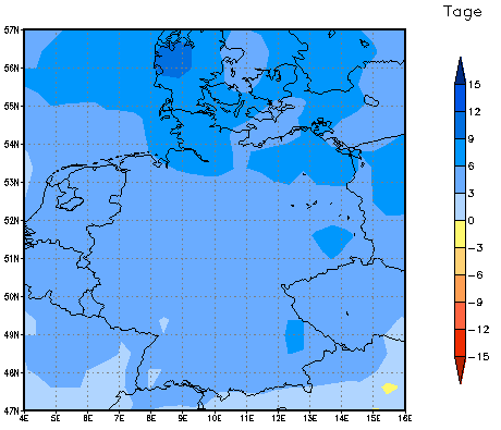 Gebietsmittel dieses Klimalaufs: +7 Tage