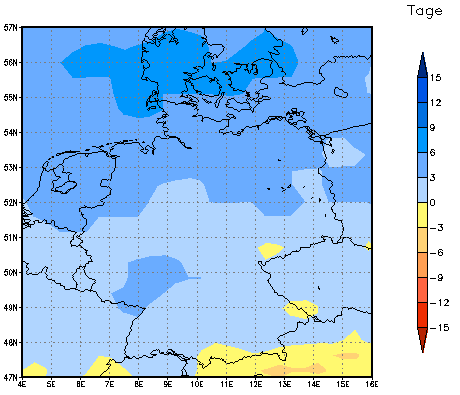 Gebietsmittel dieses Klimalaufs: +3 Tage