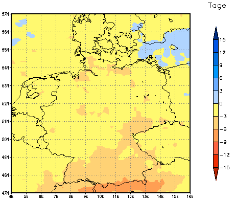 Gebietsmittel dieses Klimalaufs: -1 Tage