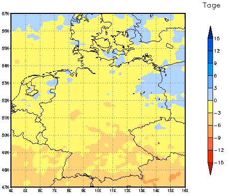 Gebietsmittel dieses Klimalaufs: -3 Tage