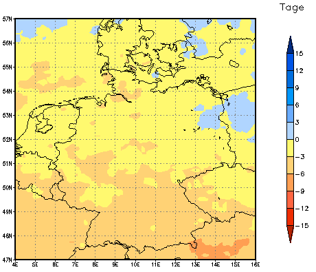 Gebietsmittel dieses Klimalaufs: -2 Tage