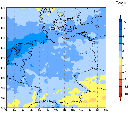 Gebietsmittel dieses Klimalaufs: +4 Tage