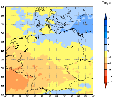 Gebietsmittel dieses Klimalaufs: -1 Tage