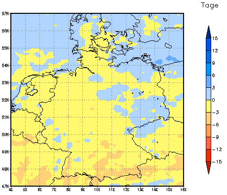 Gebietsmittel dieses Klimalaufs: -1 Tage