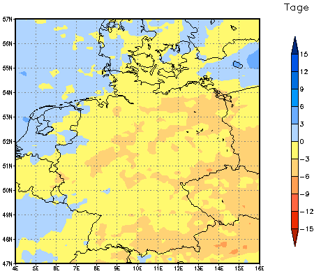 Gebietsmittel dieses Klimalaufs: -2 Tage