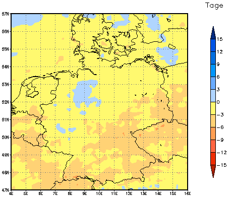 Gebietsmittel dieses Klimalaufs: -1 Tage