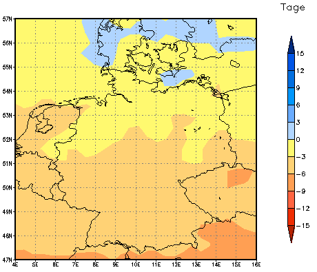 Gebietsmittel dieses Klimalaufs: -3 Tage