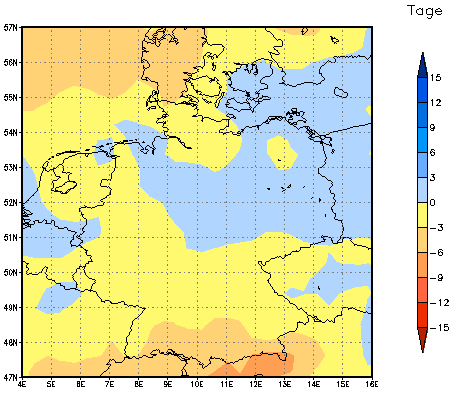 Gebietsmittel dieses Klimalaufs: -3 Tage