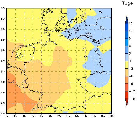 Gebietsmittel dieses Klimalaufs: -3 Tage