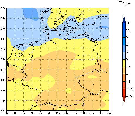 Gebietsmittel dieses Klimalaufs: -3 Tage