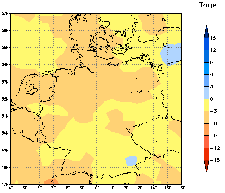 Gebietsmittel dieses Klimalaufs: -4 Tage