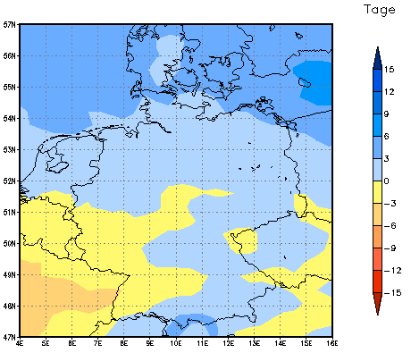 Gebietsmittel dieses Klimalaufs: -1 Tage