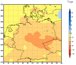 Gebietsmittel dieses Klimalaufs: -4 Tage