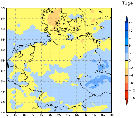 Gebietsmittel dieses Klimalaufs: -1 Tage