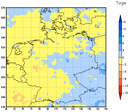 Gebietsmittel dieses Klimalaufs: -1 Tage