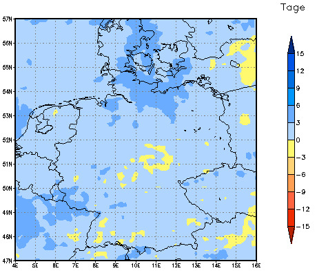 Gebietsmittel dieses Klimalaufs: +3 Tage