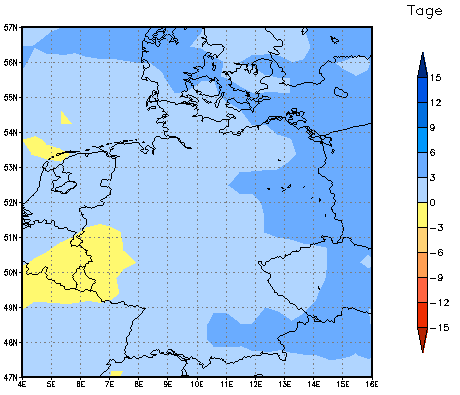 Gebietsmittel dieses Klimalaufs: +2 Tage