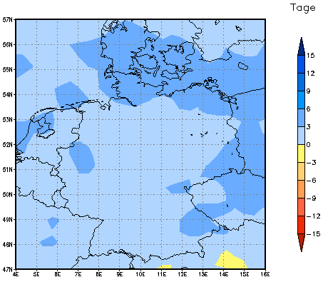 Gebietsmittel dieses Klimalaufs: +4 Tage