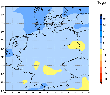Gebietsmittel dieses Klimalaufs: +3 Tage