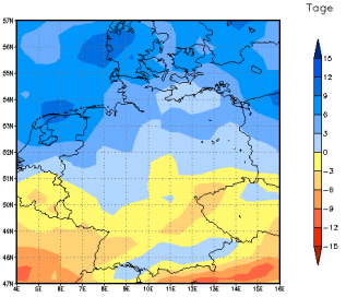 Gebietsmittel dieses Klimalaufs: -1 Tage