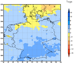 Gebietsmittel dieses Klimalaufs: -1 Tage