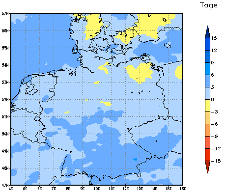 Gebietsmittel dieses Klimalaufs: +3 Tage