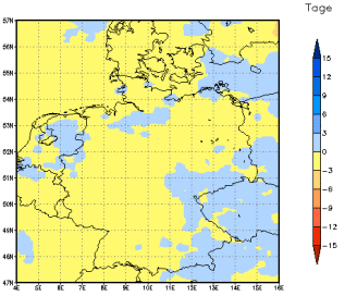 Gebietsmittel dieses Klimalaufs: -2 Tage