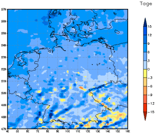 Gebietsmittel dieses Klimalaufs: +4 Tage