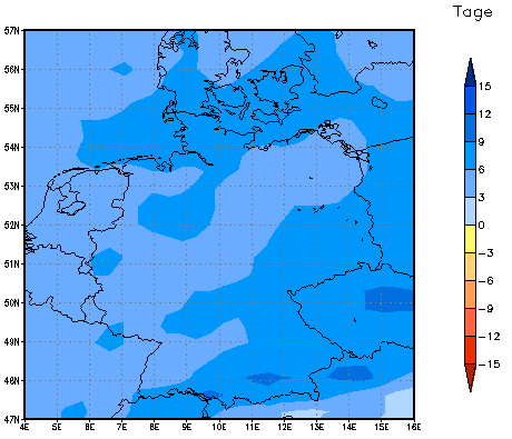 Gebietsmittel dieses Klimalaufs: +6 Tage