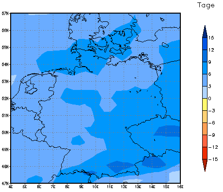 Gebietsmittel dieses Klimalaufs: +6 Tage