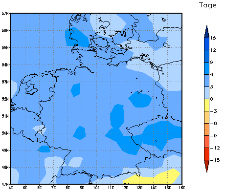 Gebietsmittel dieses Klimalaufs: +5 Tage