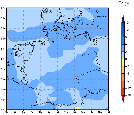 Gebietsmittel dieses Klimalaufs: +4 Tage