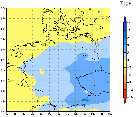 Gebietsmittel dieses Klimalaufs: -1 Tage