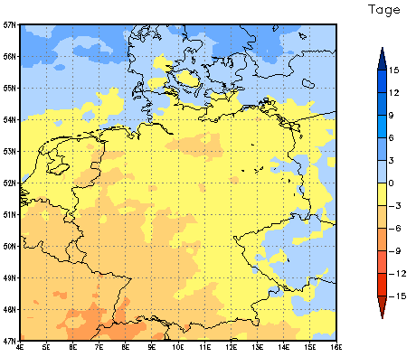 Gebietsmittel dieses Klimalaufs: -2 Tage